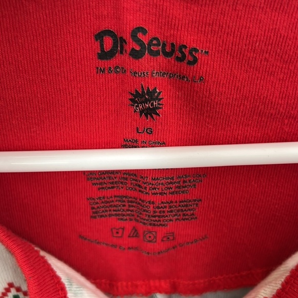 Grinch long underwear, PJs with grinch Christmas stocking. Large - Picture 2 of 7